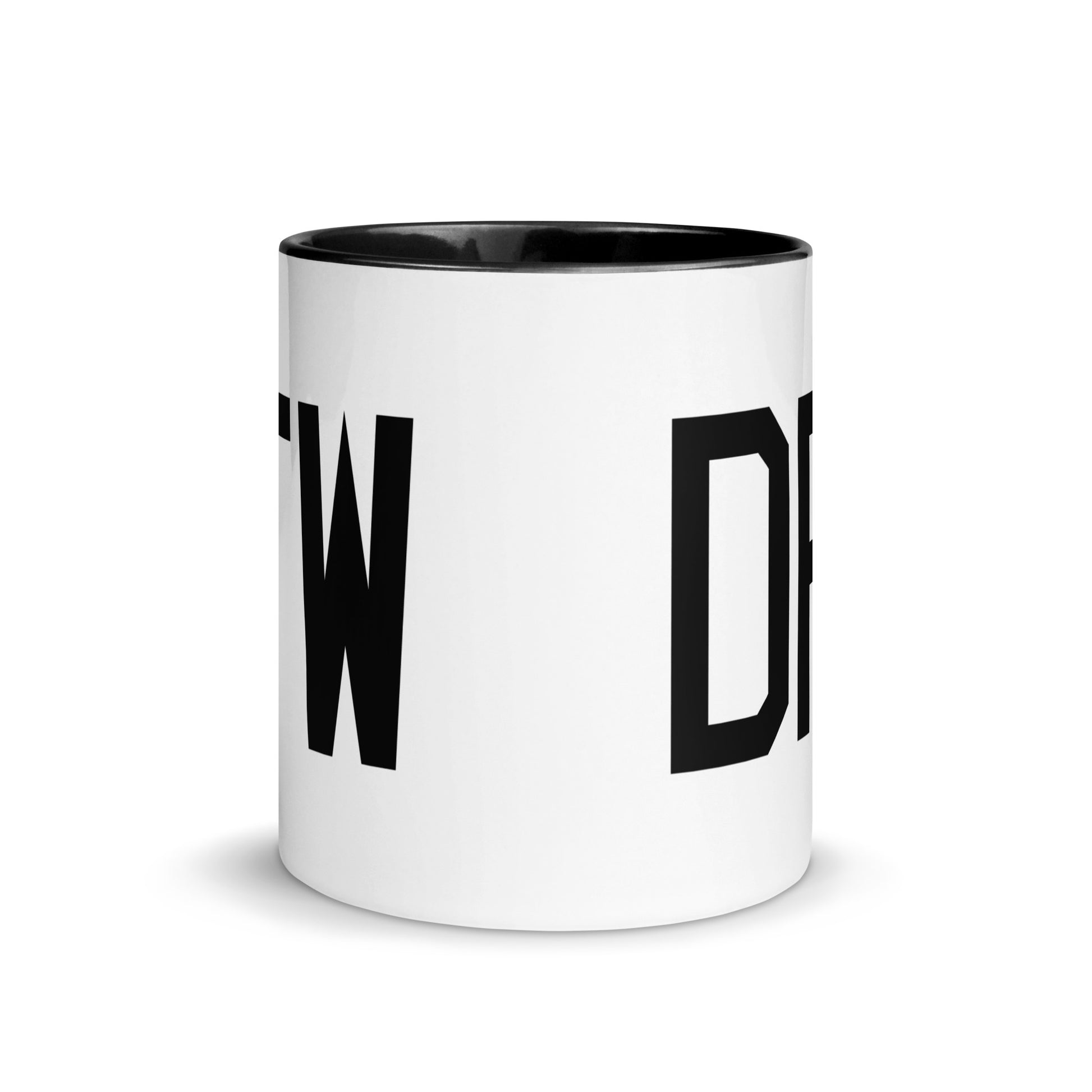 Airport Code Coffee Mug - Black • DFW Dallas • YHM Designs - Image 02