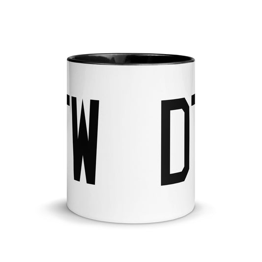 Aviation-Theme Coffee Mug - Black • DTW Detroit • YHM Designs - Image 02
