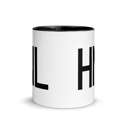 Aviation-Theme Coffee Mug - Black • HNL Honolulu • YHM Designs - Image 02