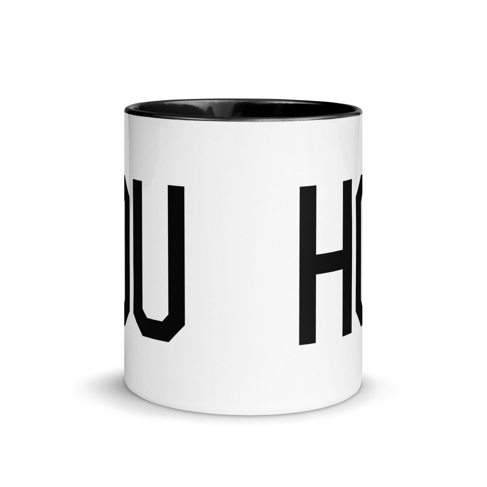 Airport Code Coffee Mug - Black • HOU Houston • YHM Designs - Image 02