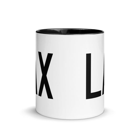 Airport Code Coffee Mug - Black • LAX Los Angeles • YHM Designs - Image 02