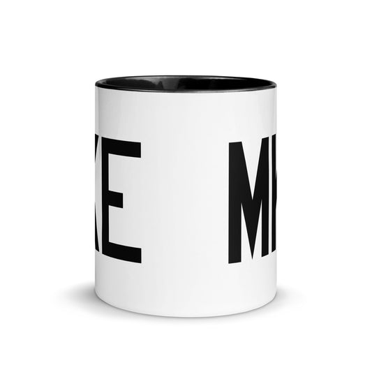 Airport Code Coffee Mug - Black • MKE Milwaukee • YHM Designs - Image 02