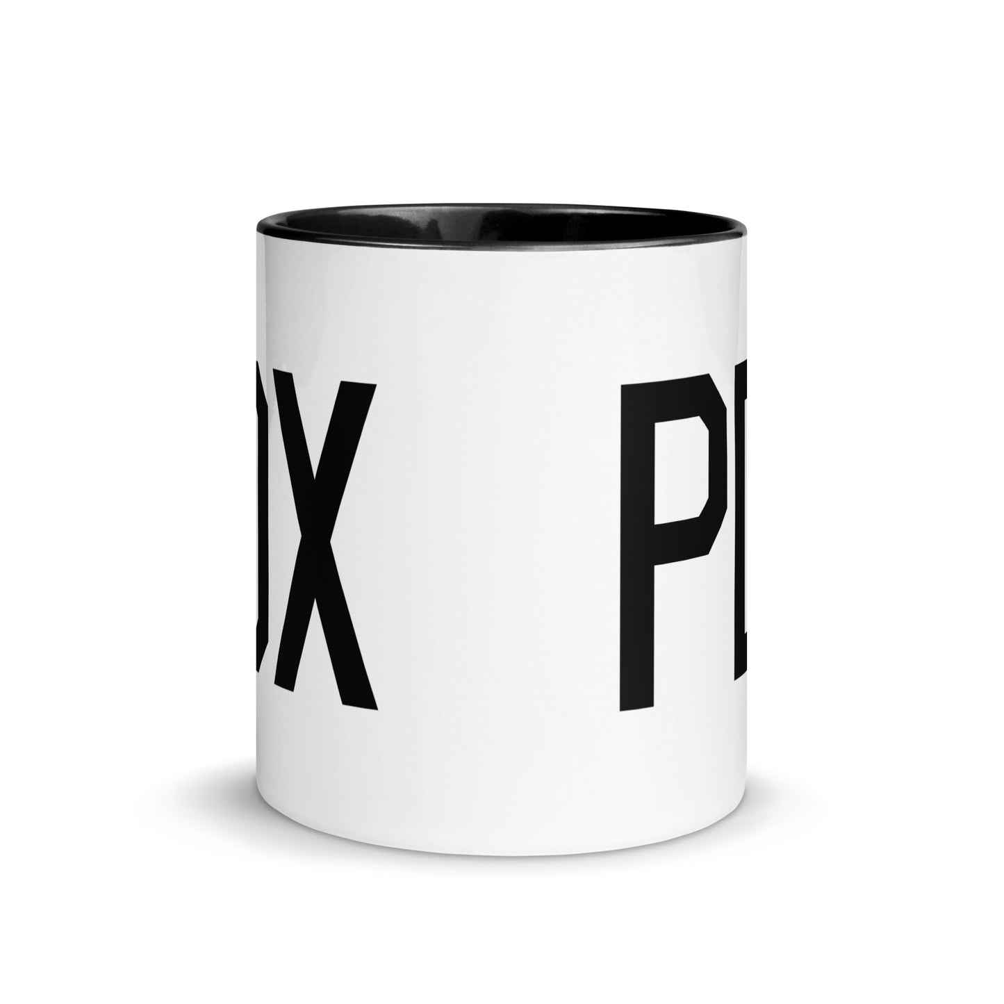 Airport Code Coffee Mug - Black • PDX Portland • YHM Designs - Image 02