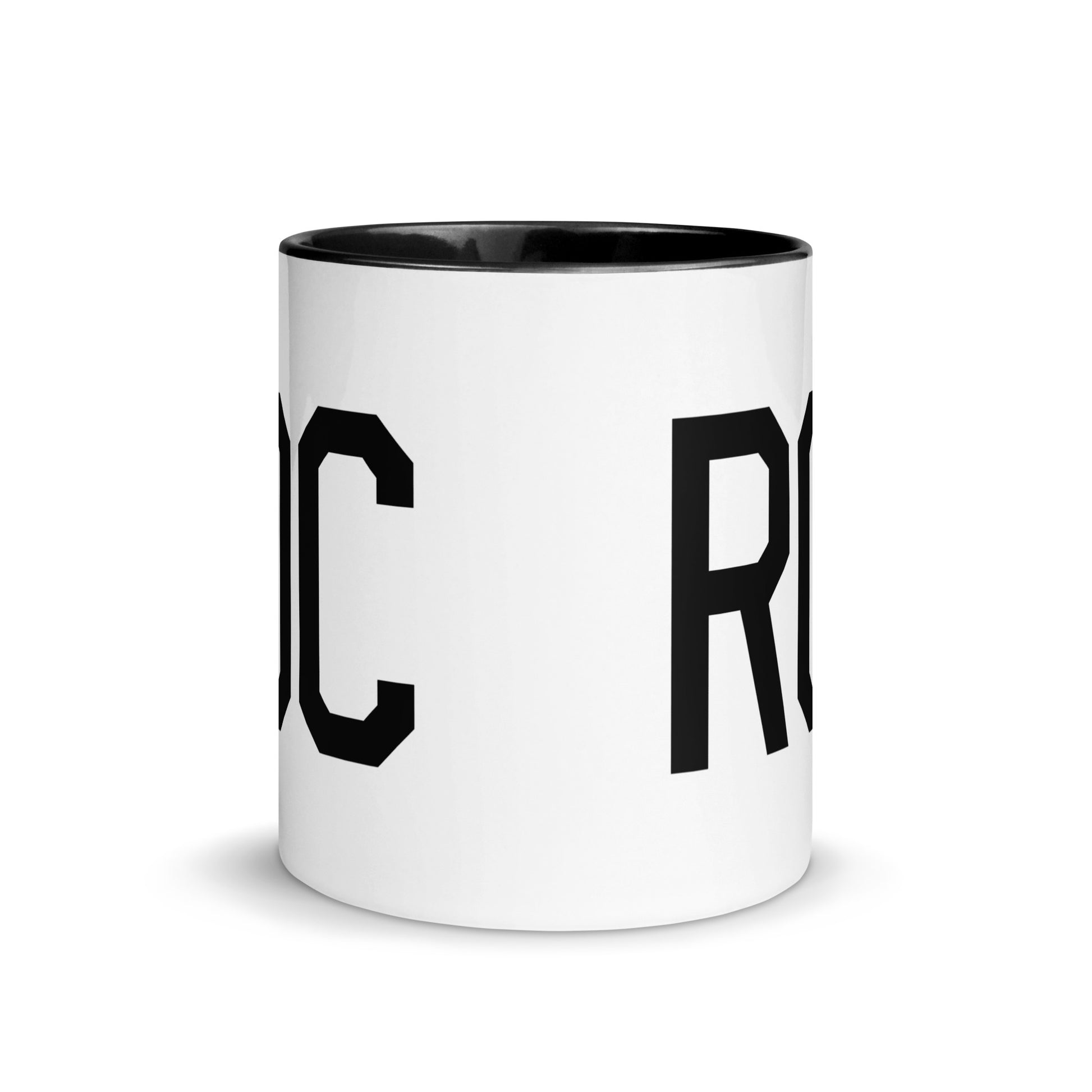 Airport Code Coffee Mug - Black • ROC Rochester • YHM Designs - Image 02