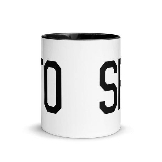 Airport Code Coffee Mug - Black • SFO San Francisco • YHM Designs - Image 02