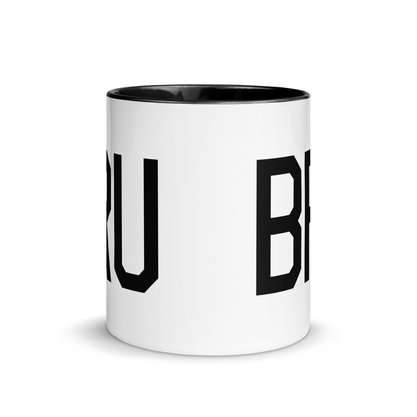 Airport Code Coffee Mug - Black • BRU Brussels • YHM Designs - Image 02