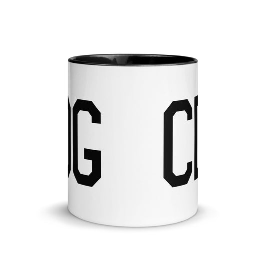 Airport Code Coffee Mug - Black • CDG Paris • YHM Designs - Image 02