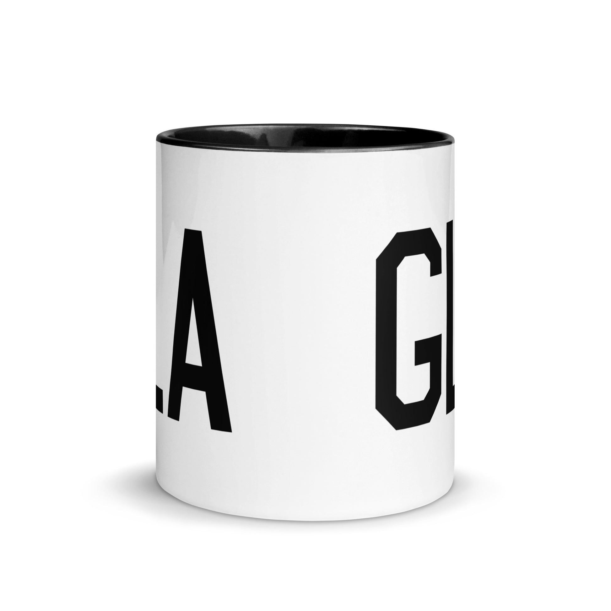 Airport Code Coffee Mug - Black • GLA Glasgow • YHM Designs - Image 02