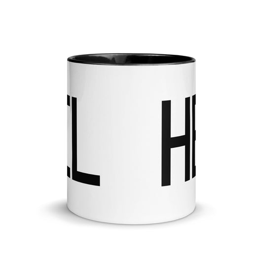Aviation-Theme Coffee Mug - Black • HEL Helsinki • YHM Designs - Image 02