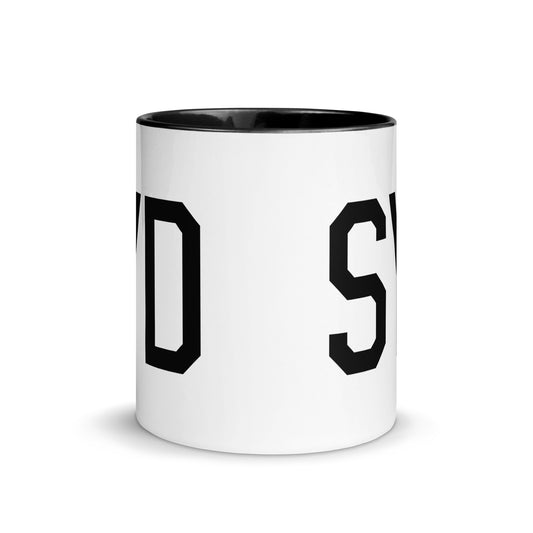 Aviation-Theme Coffee Mug - Black • SYD Sydney • YHM Designs - Image 02