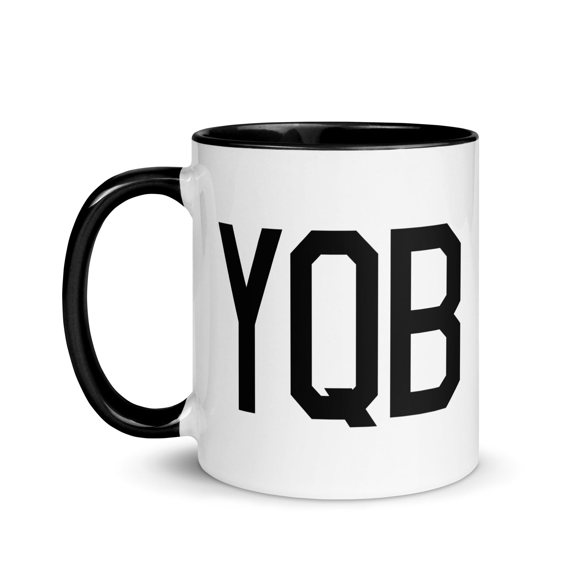 Airport Code Coffee Mug - Black • YQB Quebec City • YHM Designs - Image 03