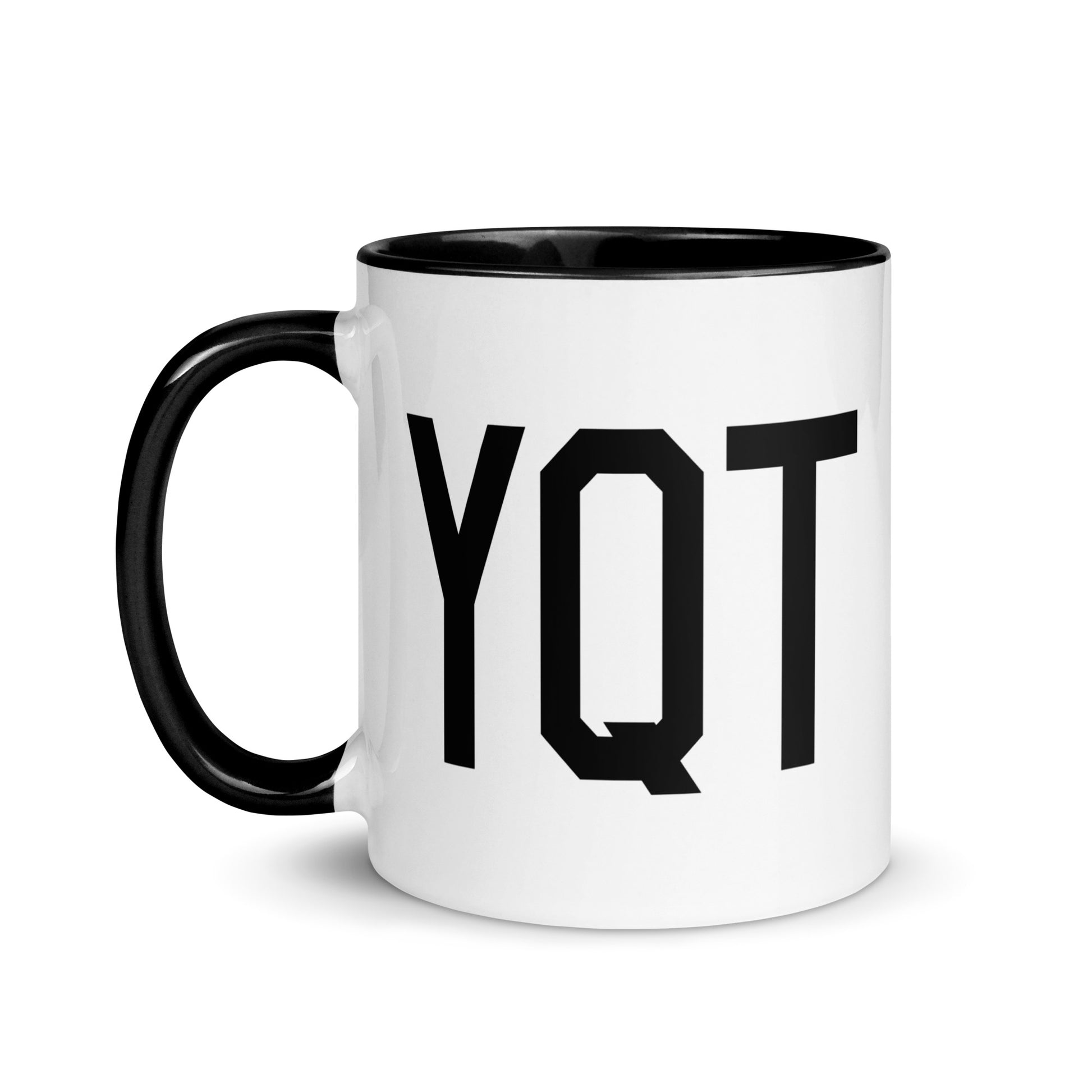 Airport Code Coffee Mug - Black • YQT Thunder Bay • YHM Designs - Image 03