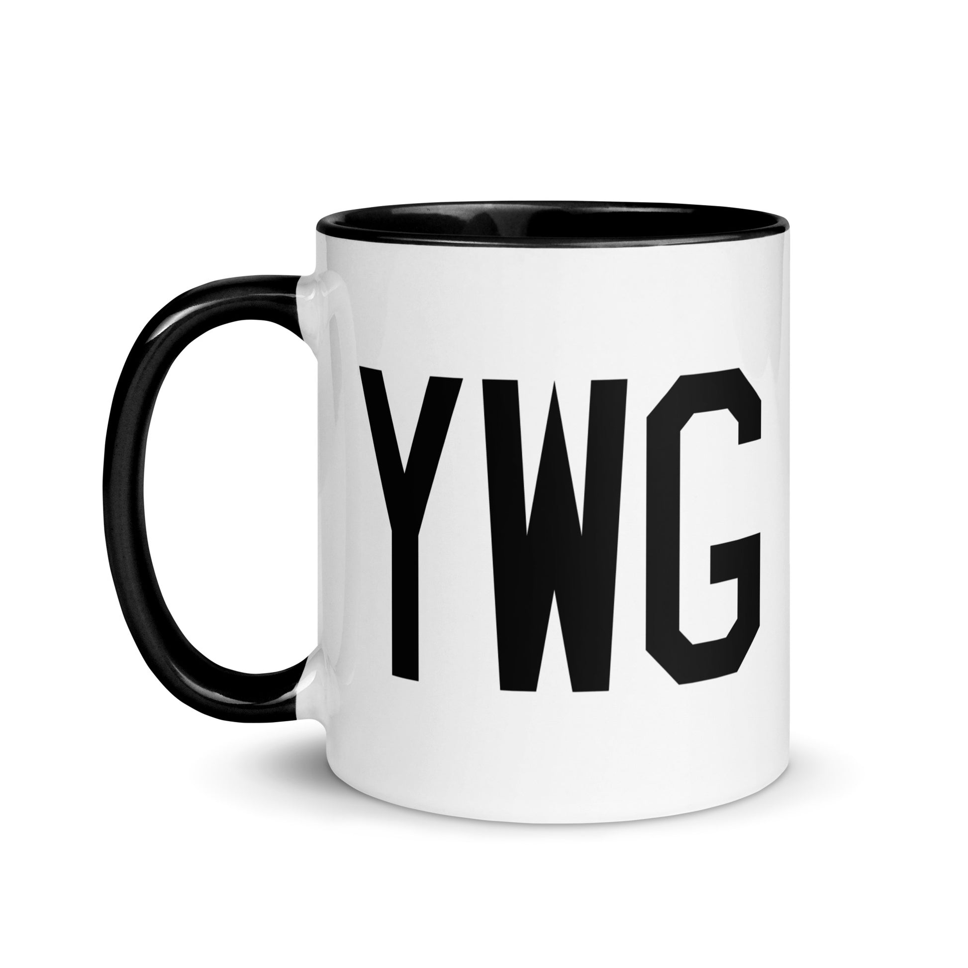 Airport Code Coffee Mug - Black • YWG Winnipeg • YHM Designs - Image 03
