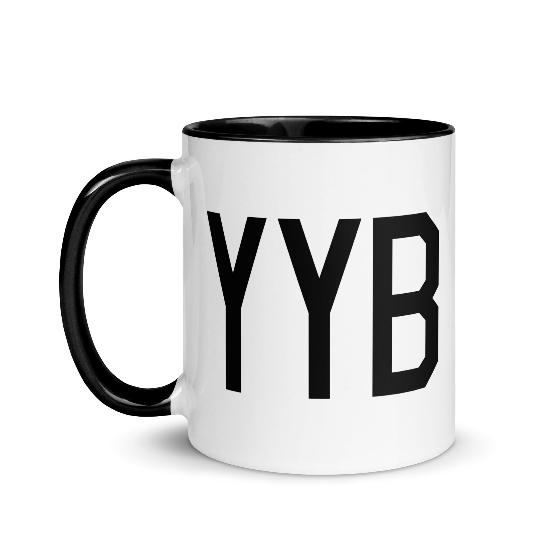 Airport Code Coffee Mug - Black • YYB North Bay • YHM Designs - Image 03