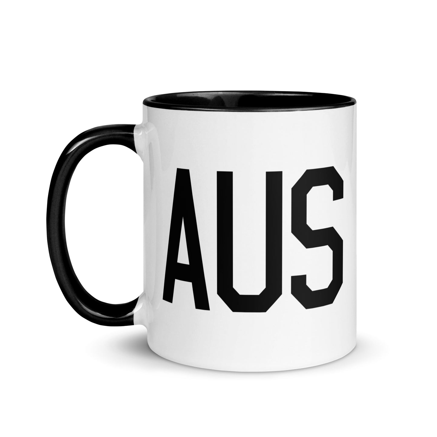 Airport Code Coffee Mug - Black • AUS Austin • YHM Designs - Image 03