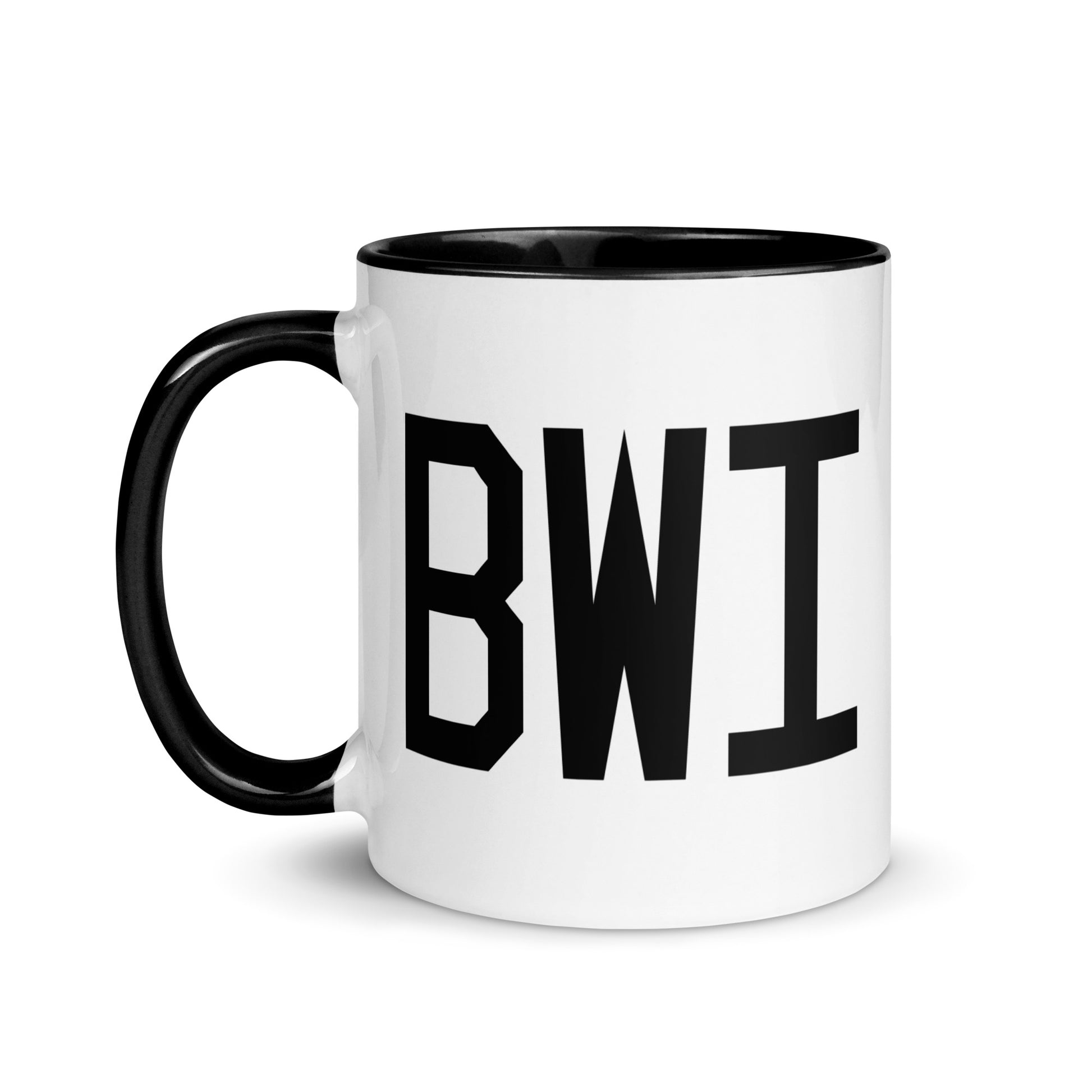 Airport Code Coffee Mug - Black • BWI Baltimore • YHM Designs - Image 03