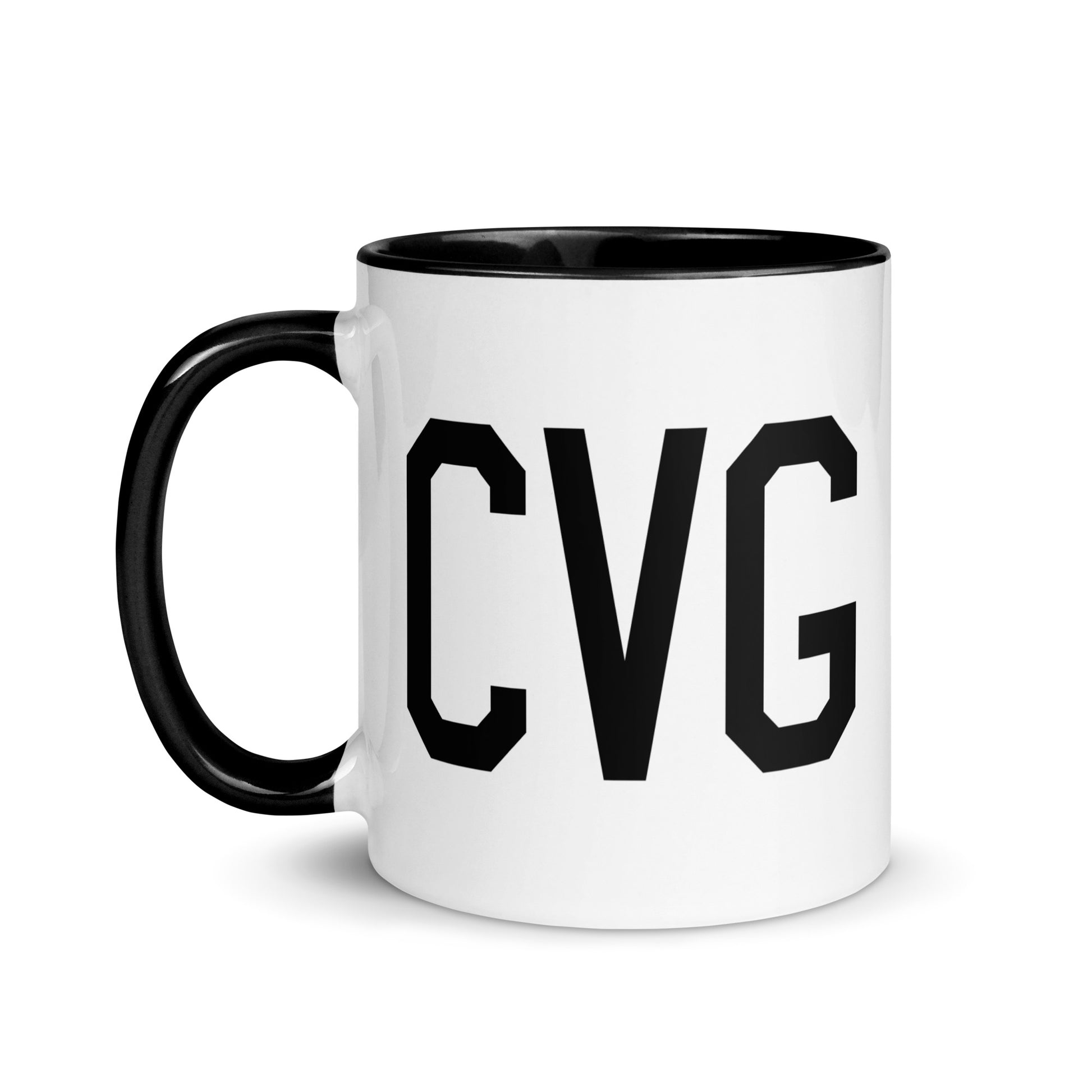 Airport Code Coffee Mug - Black • CVG Cincinnati • YHM Designs - Image 03