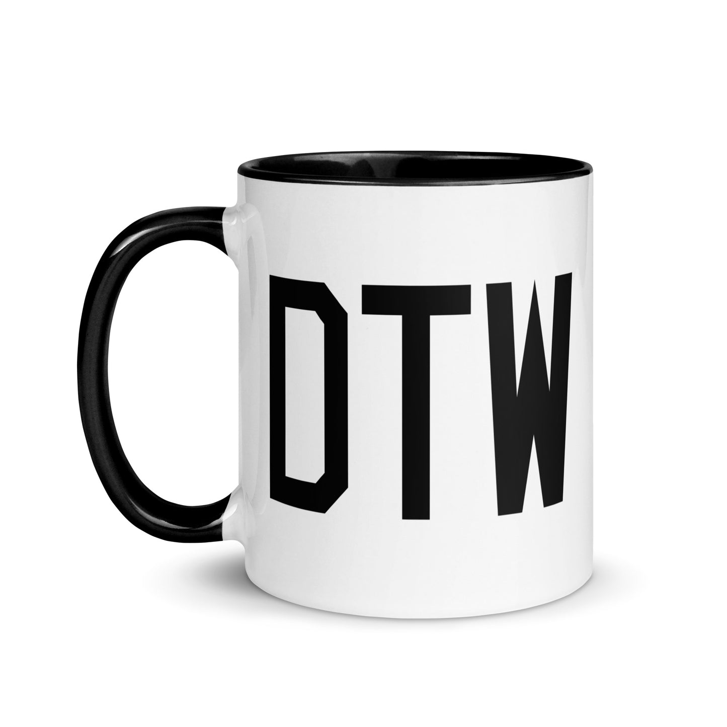 Aviation-Theme Coffee Mug - Black • DTW Detroit • YHM Designs - Image 03