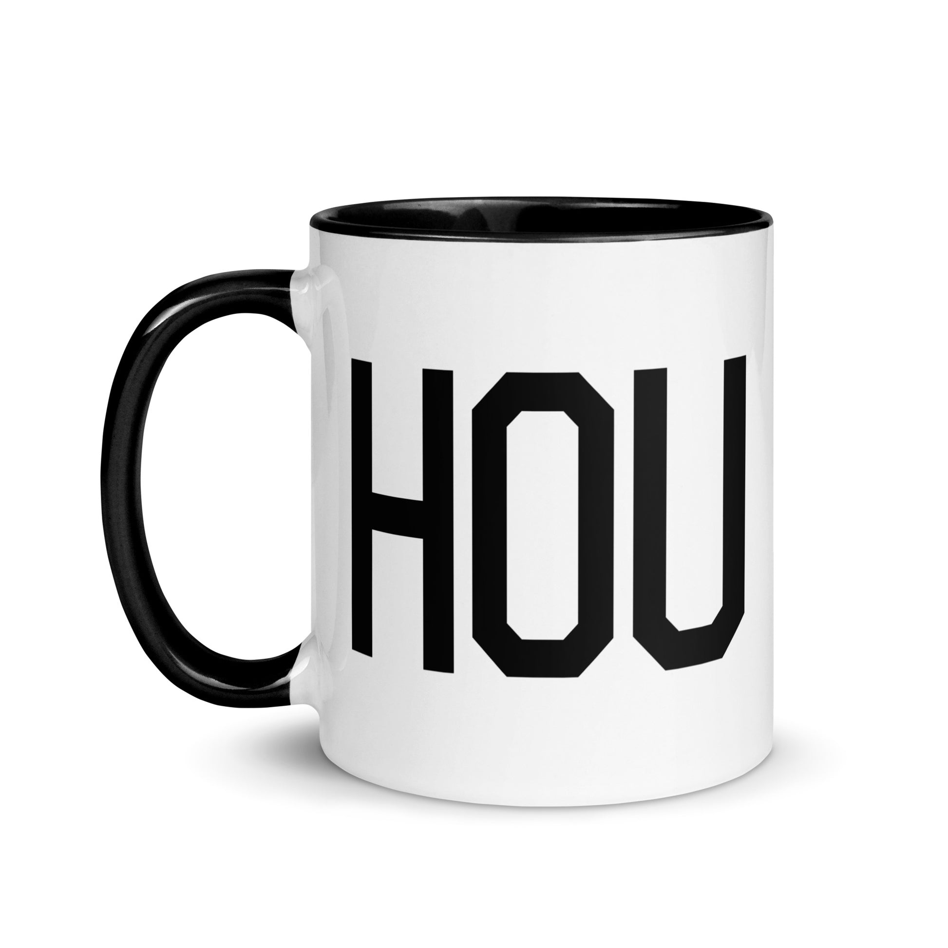 Airport Code Coffee Mug - Black • HOU Houston • YHM Designs - Image 03