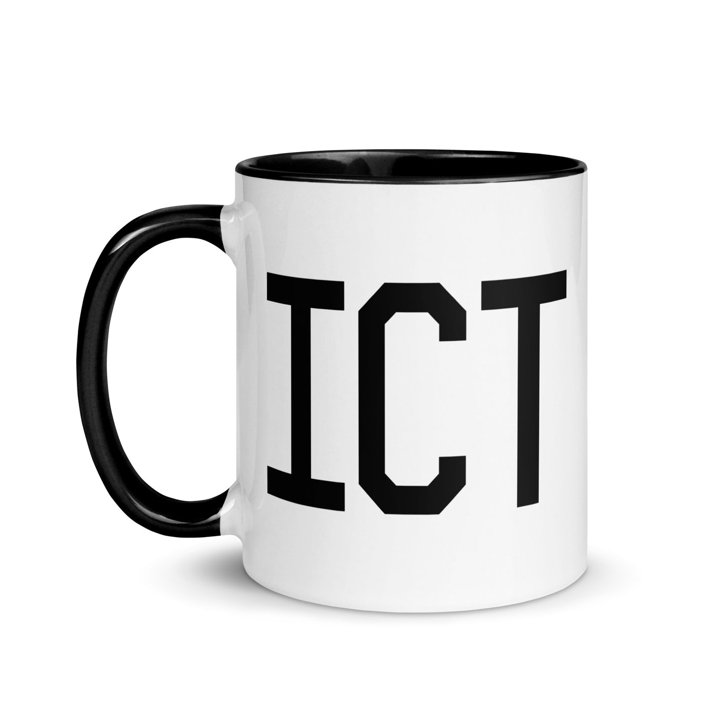 Airport Code Coffee Mug - Black • ICT Wichita • YHM Designs - Image 03