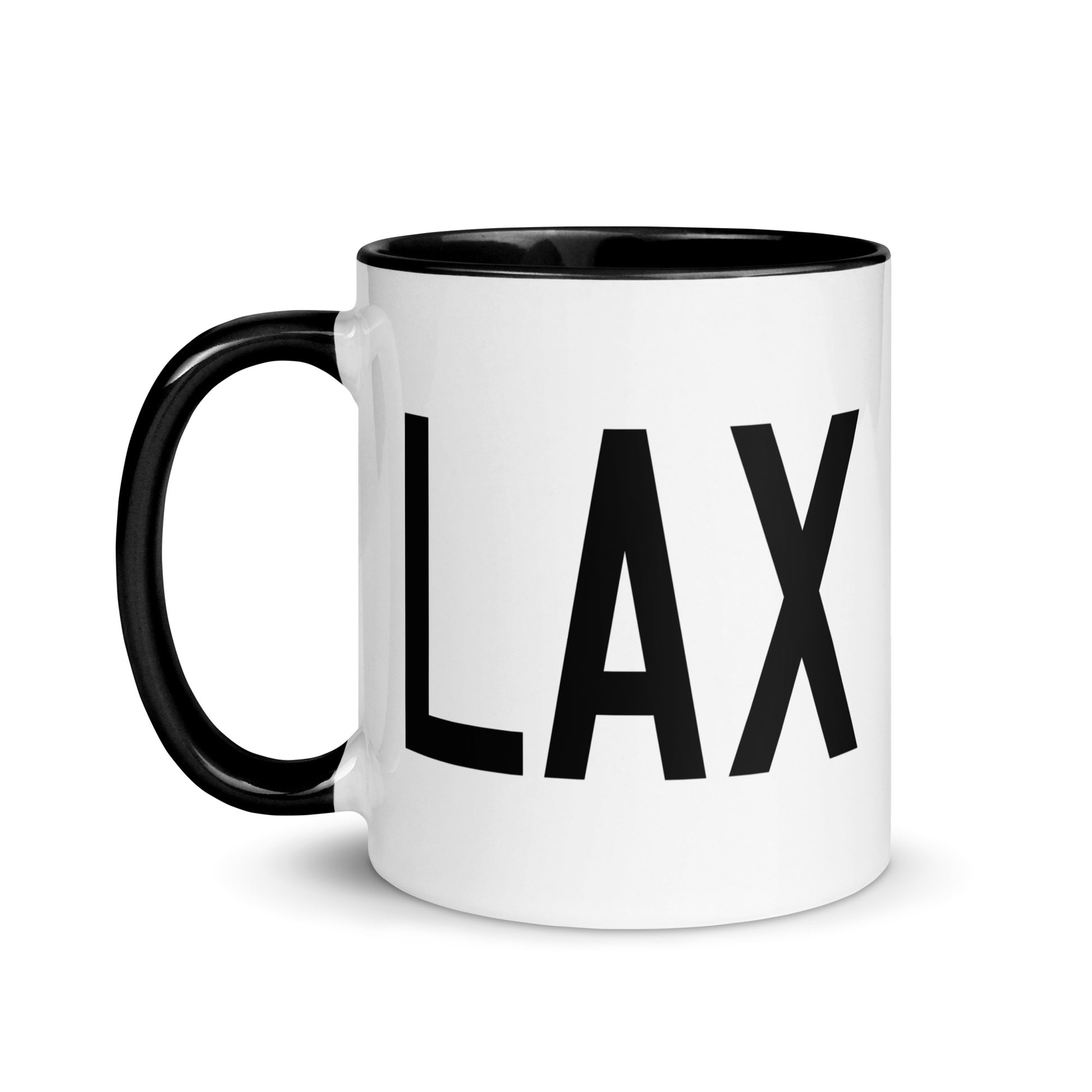 Airport Code Coffee Mug - Black • LAX Los Angeles • YHM Designs - Image 03