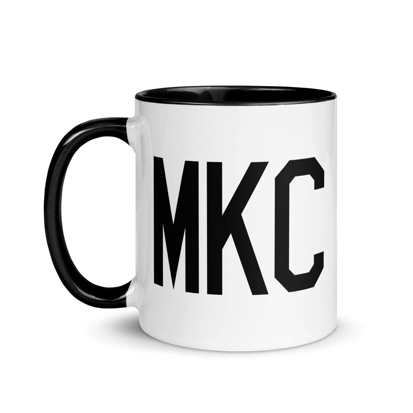 Airport Code Coffee Mug - Black • MKC Kansas City • YHM Designs - Image 03