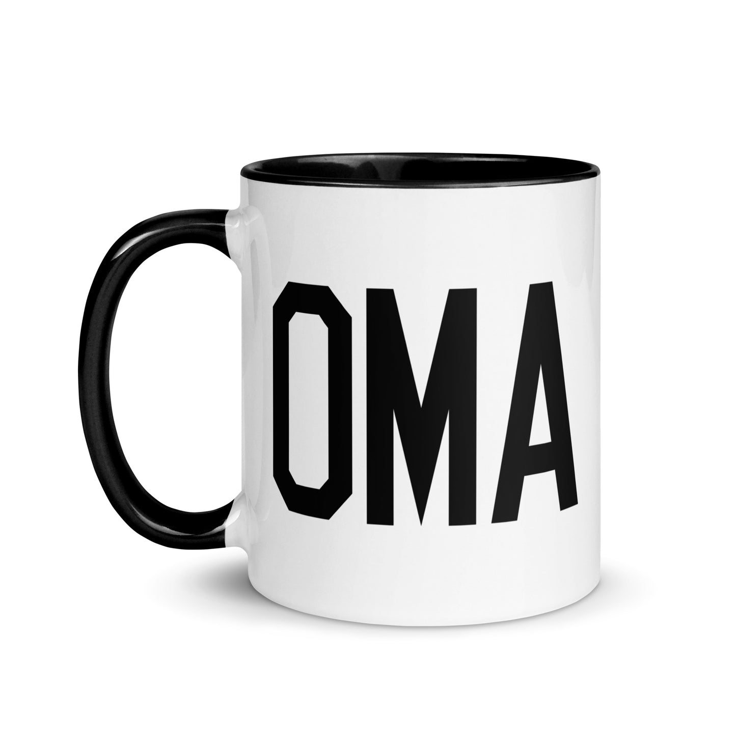 Airport Code Coffee Mug - Black • OMA Omaha • YHM Designs - Image 03