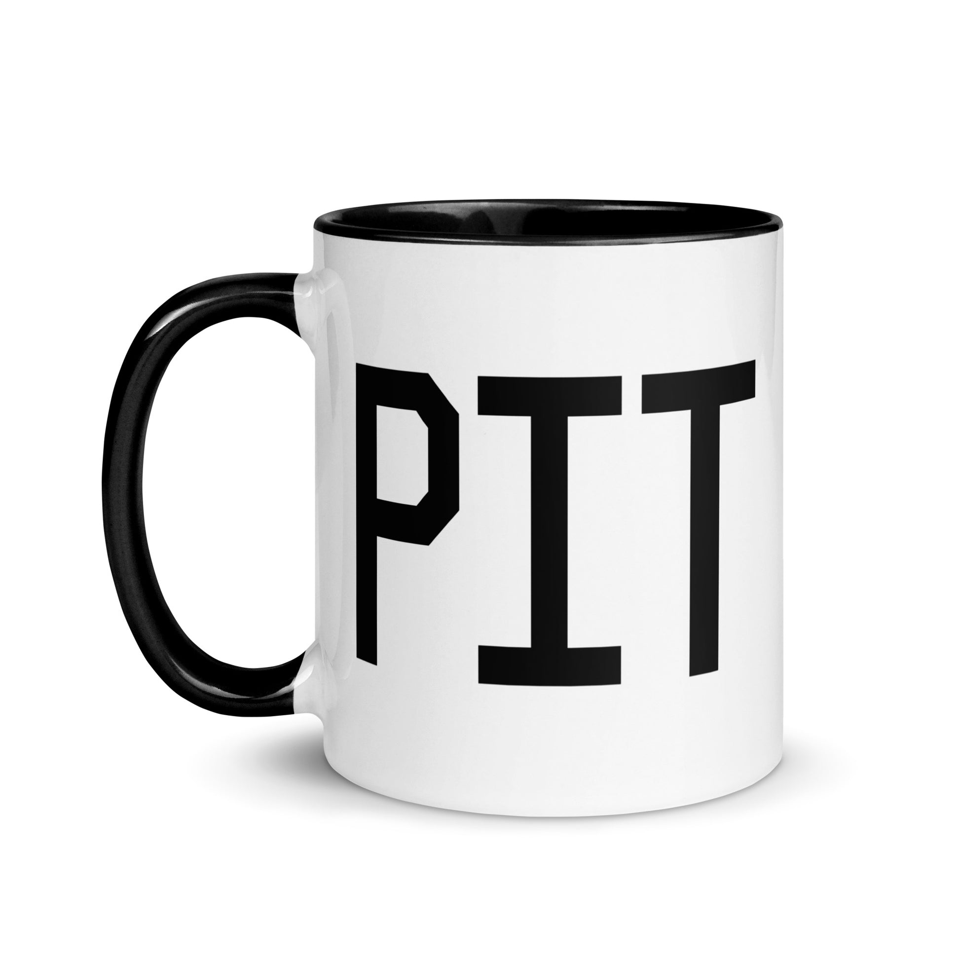 Airport Code Coffee Mug - Black • PIT Pittsburgh • YHM Designs - Image 03