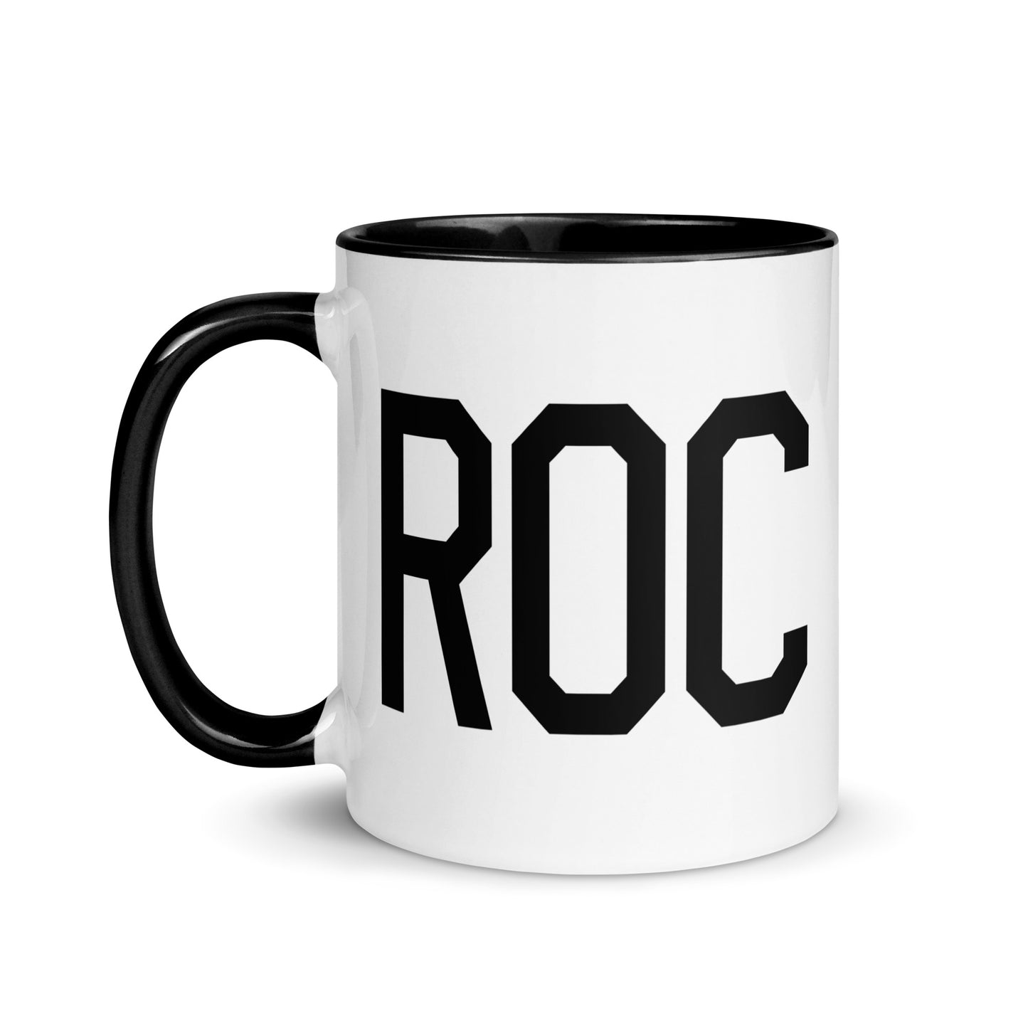 Airport Code Coffee Mug - Black • ROC Rochester • YHM Designs - Image 03
