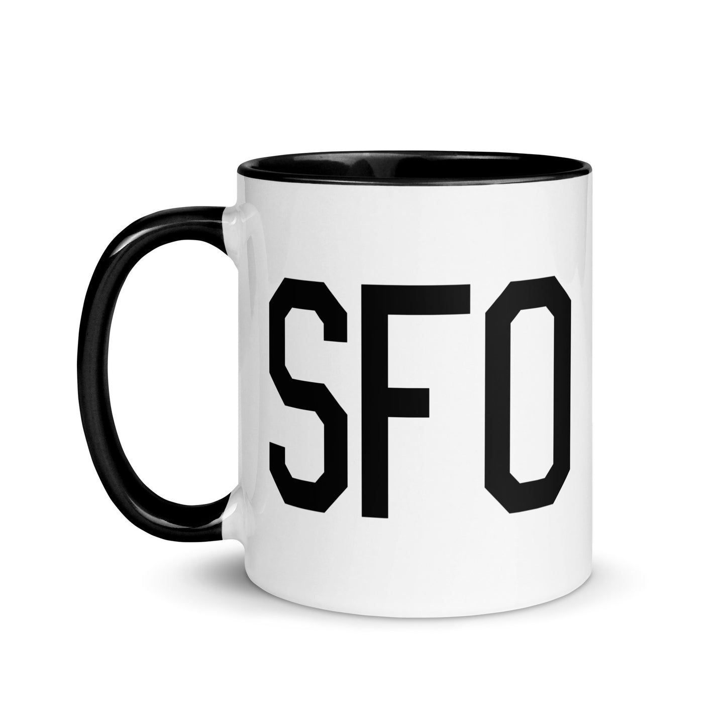 Airport Code Coffee Mug - Black • SFO San Francisco • YHM Designs - Image 03