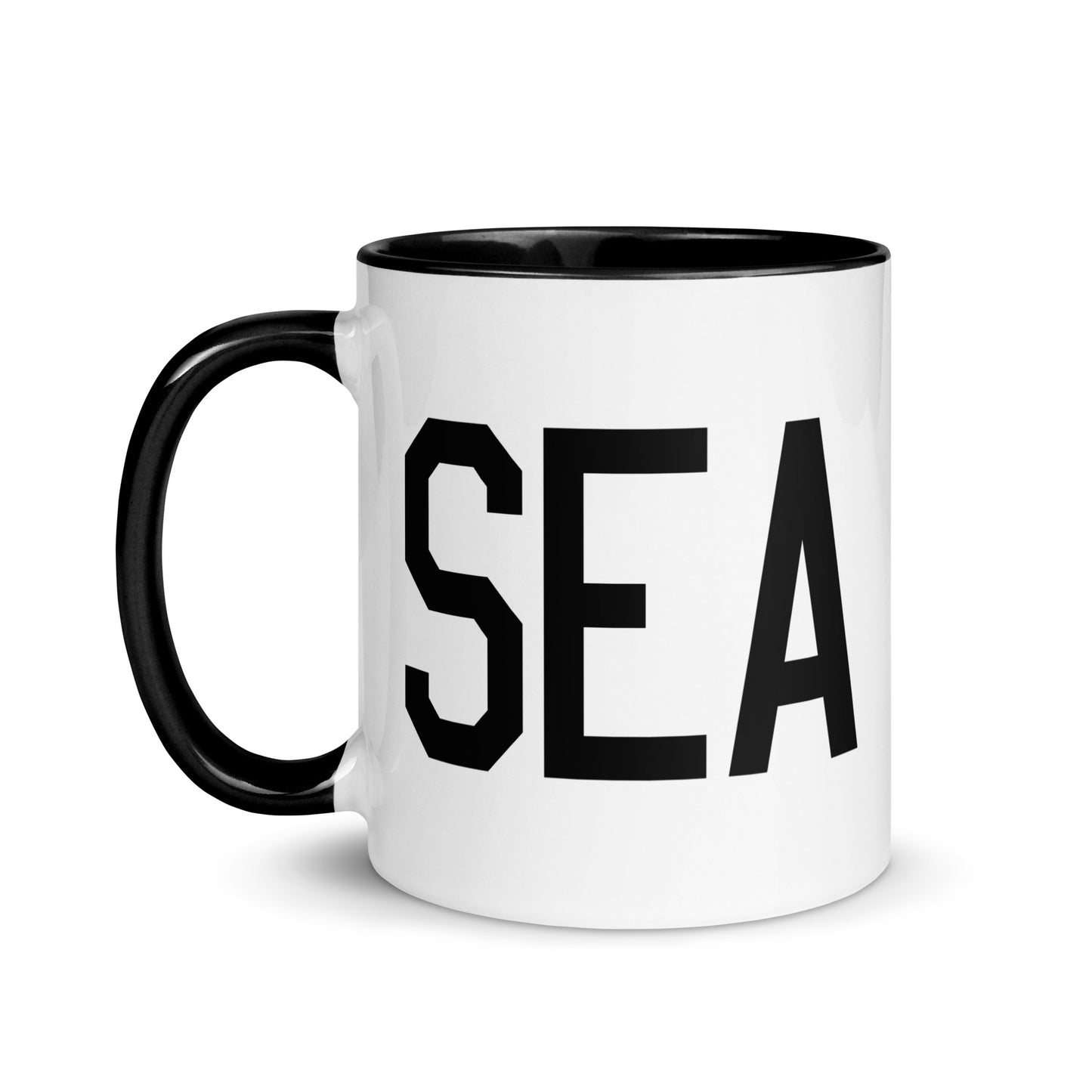 Airport Code Coffee Mug - Black • SEA Seattle • YHM Designs - Image 03