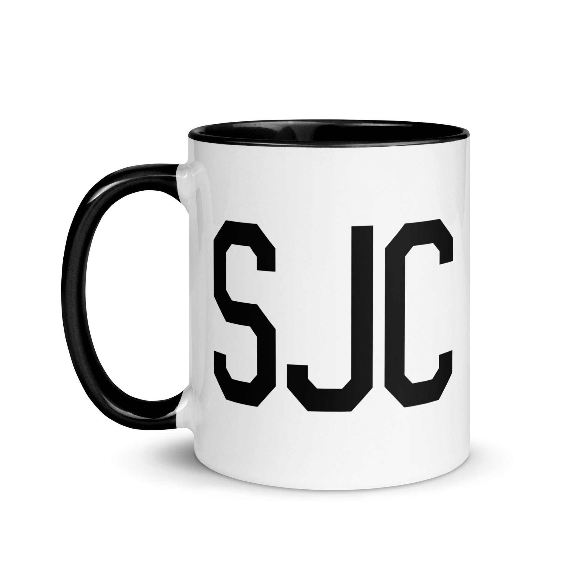 Airport Code Coffee Mug - Black • SJC San Jose • YHM Designs - Image 03