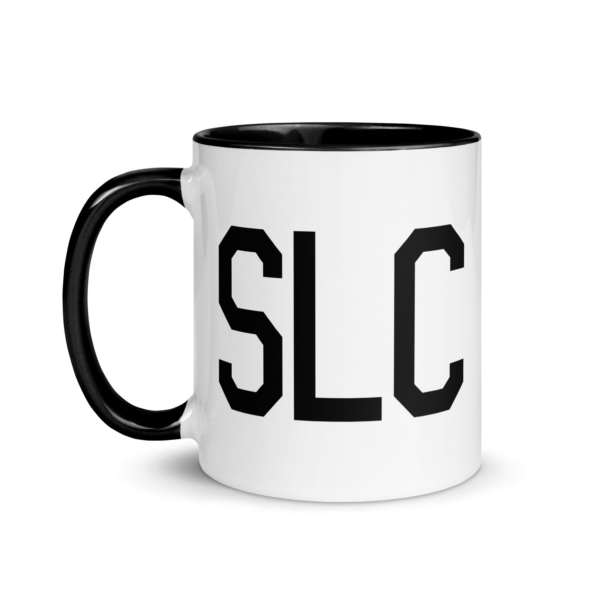 Airport Code Coffee Mug - Black • SLC Salt Lake City • YHM Designs - Image 03