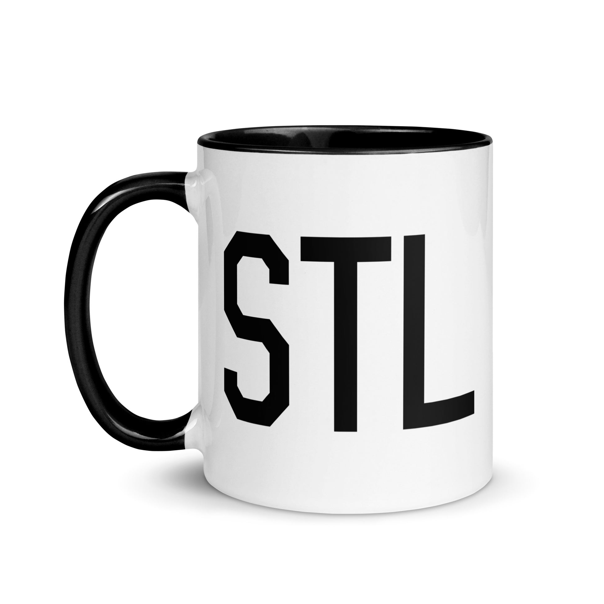 Airport Code Coffee Mug - Black • STL St. Louis • YHM Designs - Image 03