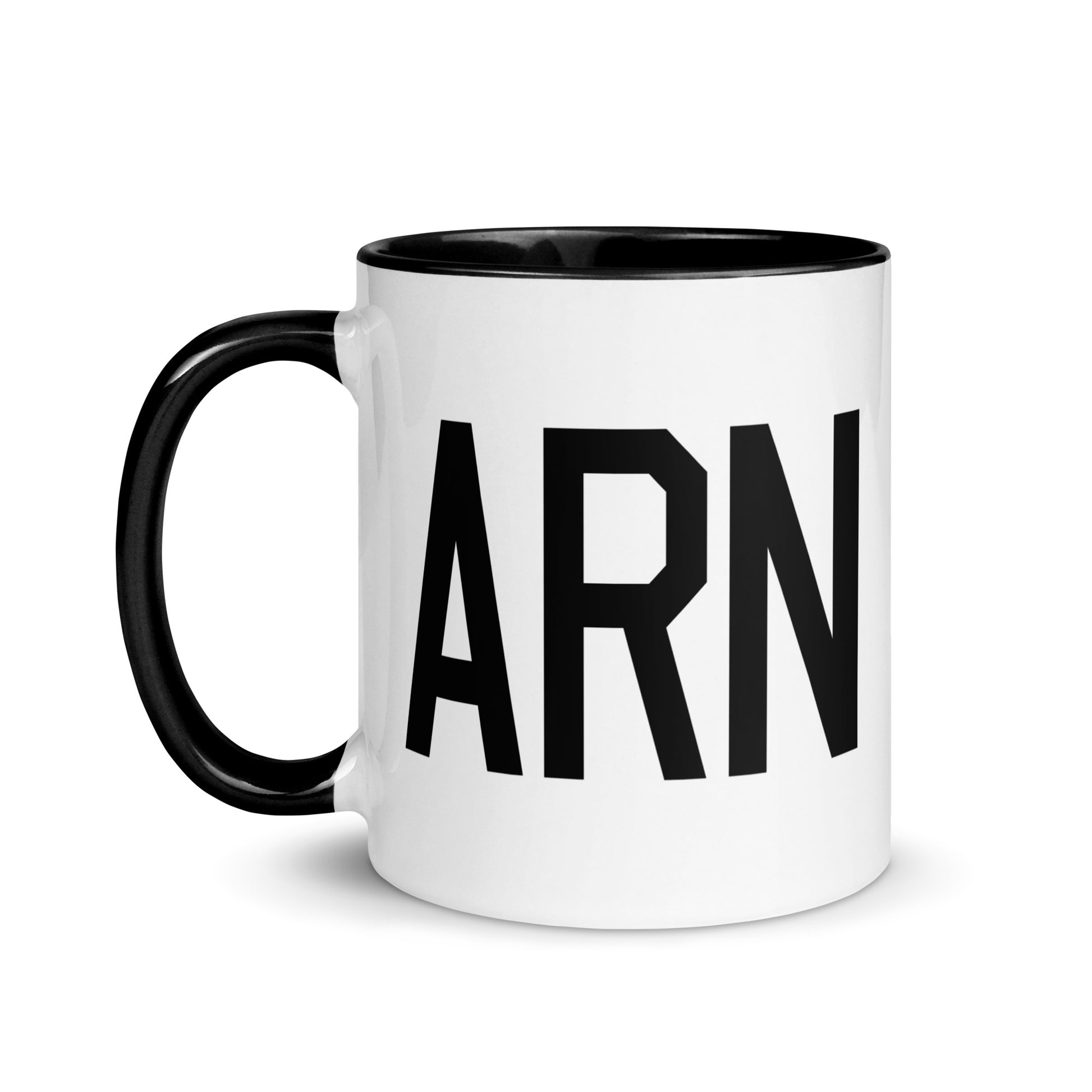 Airport Code Coffee Mug - Black • ARN Stockholm • YHM Designs - Image 03