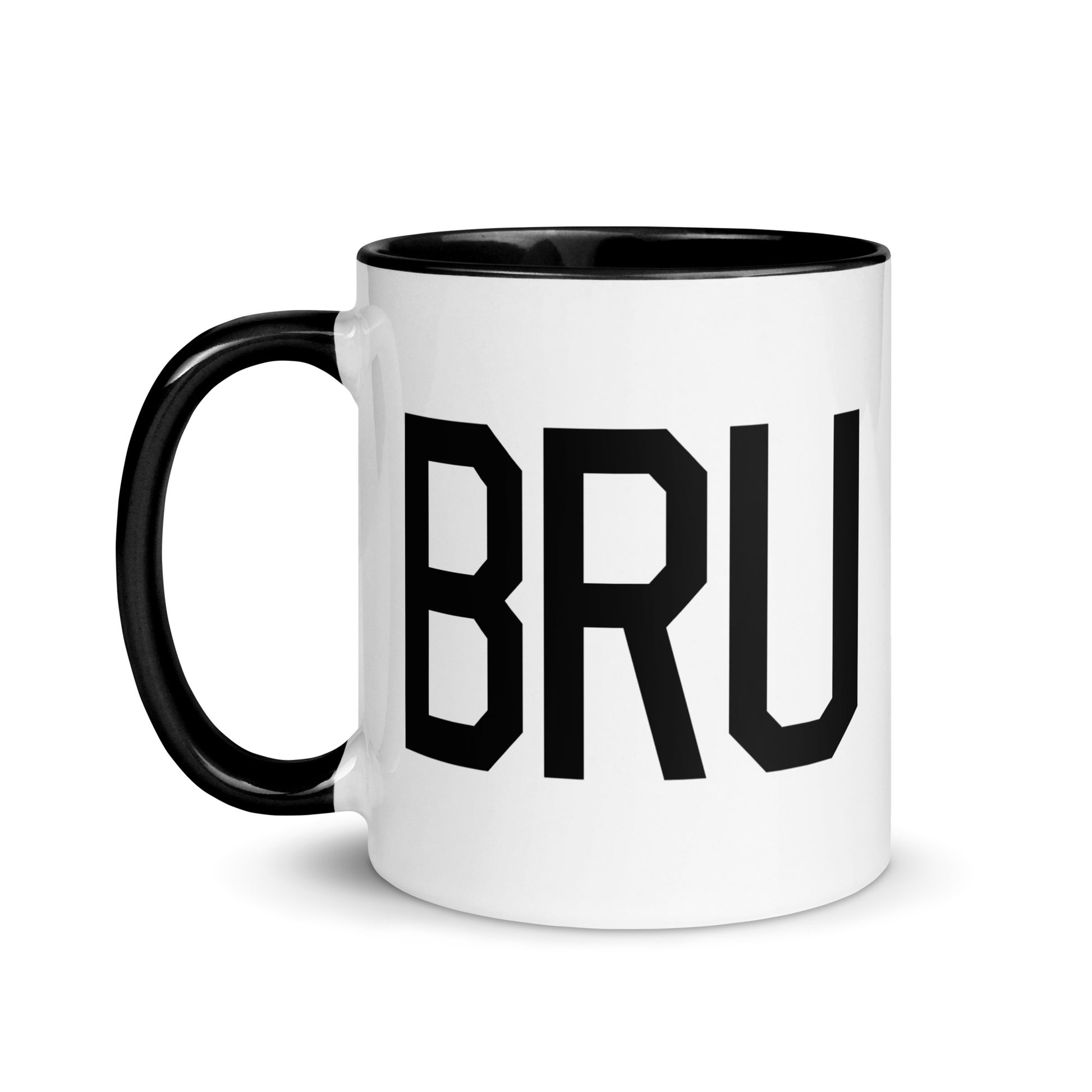 Airport Code Coffee Mug - Black • BRU Brussels • YHM Designs - Image 03