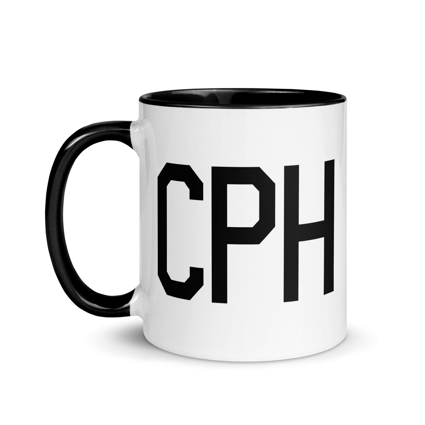 Airport Code Coffee Mug - Black • CPH Copenhagen • YHM Designs - Image 03