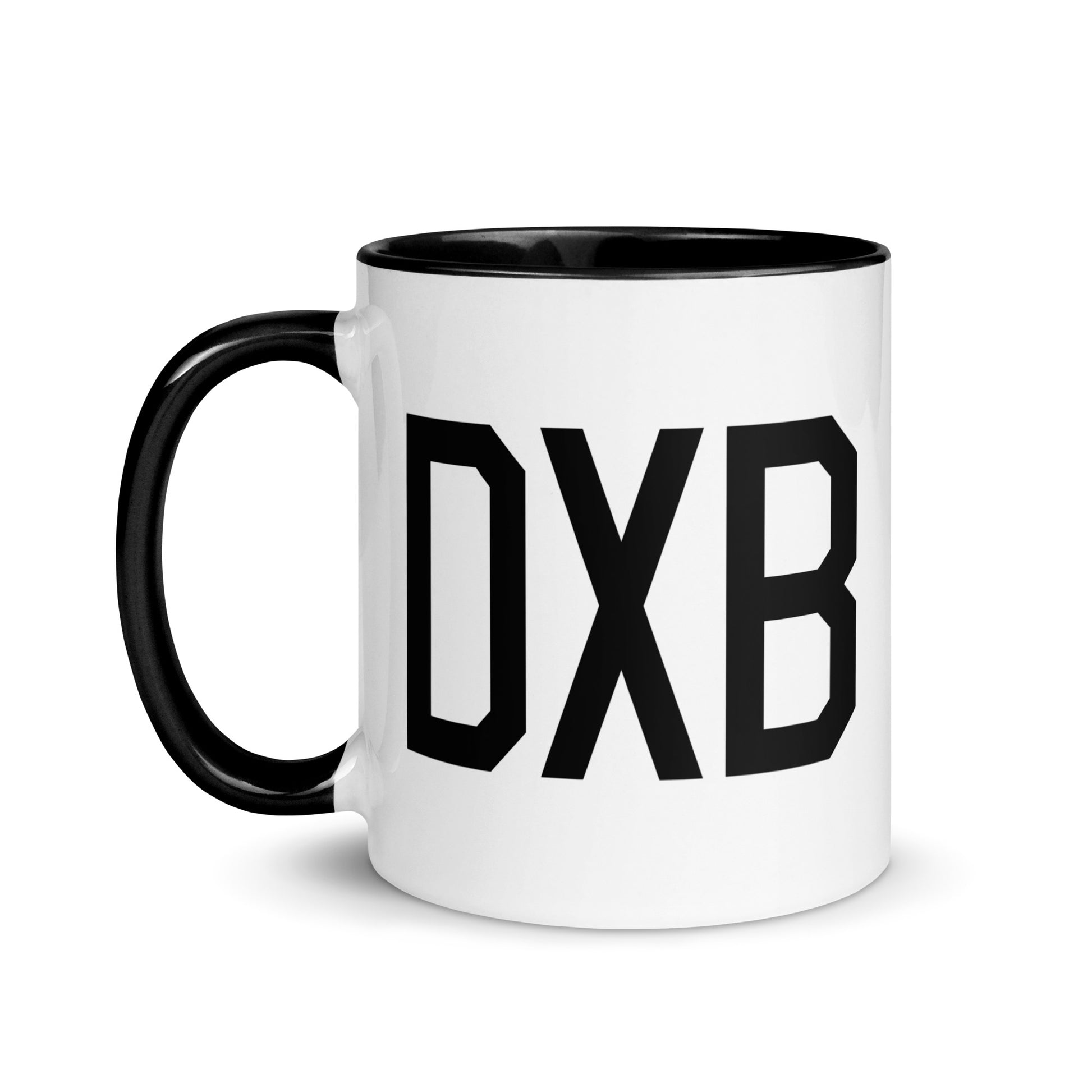Airport Code Coffee Mug - Black • DXB Dubai • YHM Designs - Image 03