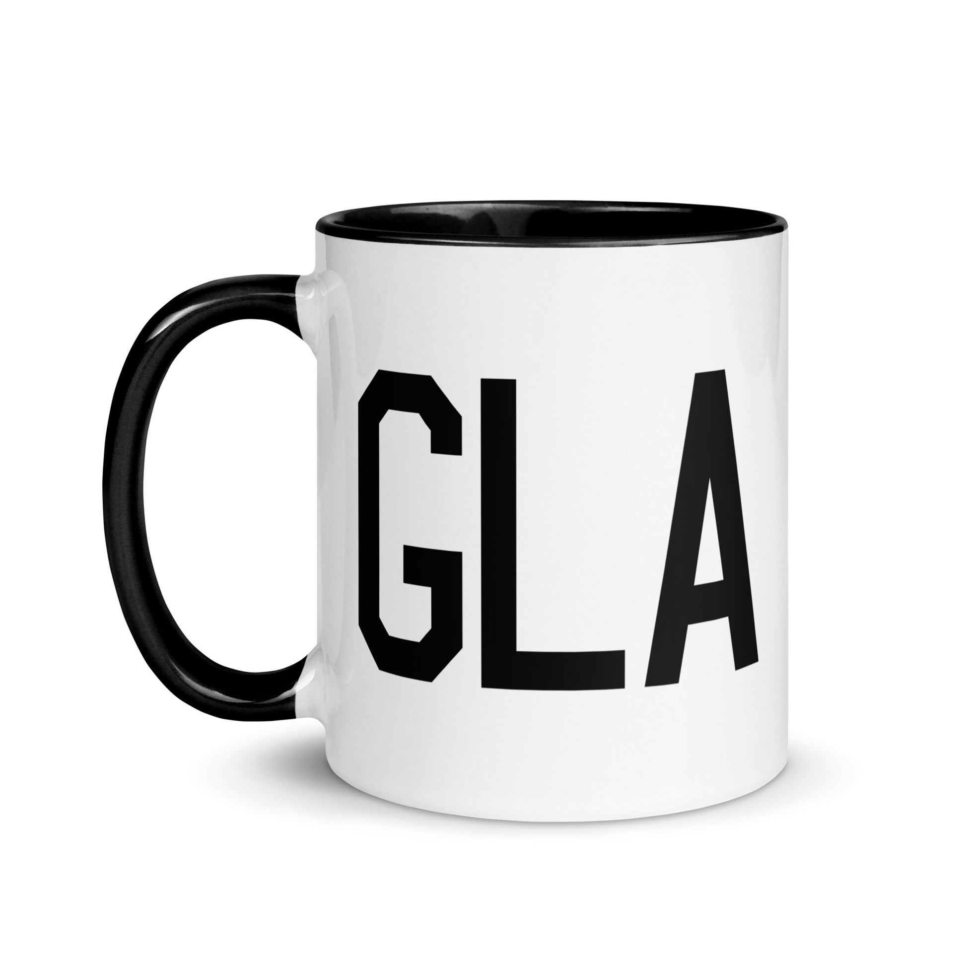 Airport Code Coffee Mug - Black • GLA Glasgow • YHM Designs - Image 03