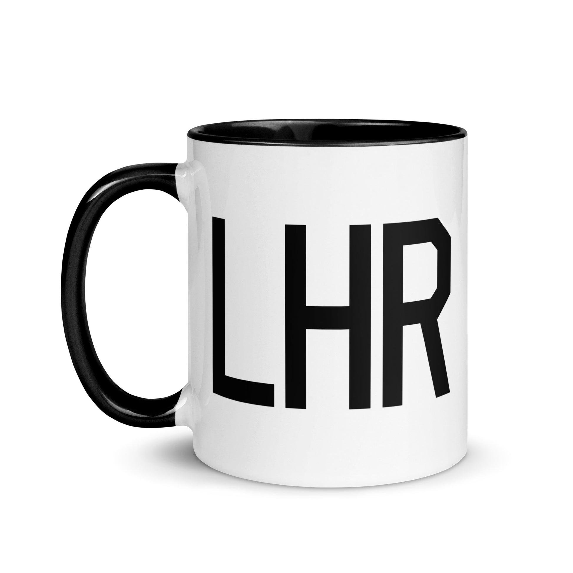 Airport Code Coffee Mug - Black • LHR London • YHM Designs - Image 03