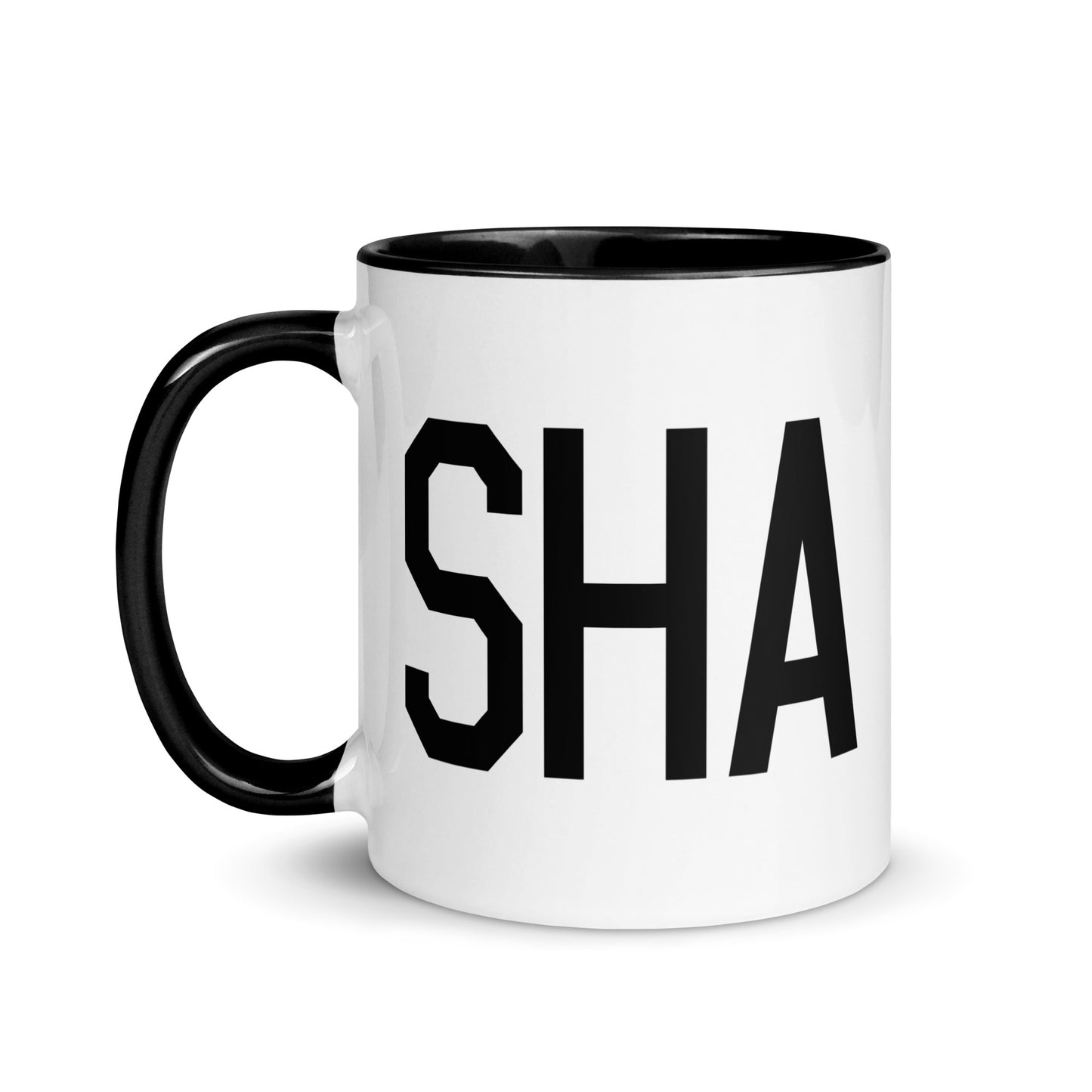 Airport Code Coffee Mug - Black • SHA Shanghai • YHM Designs - Image 03