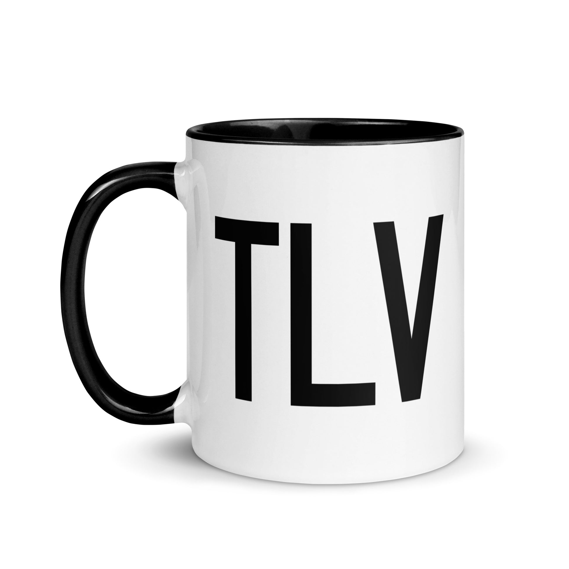 Airport Code Coffee Mug - Black • TLV Tel Aviv • YHM Designs - Image 03