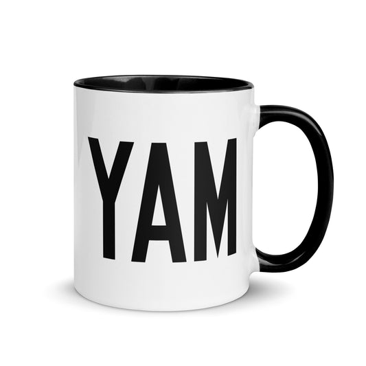 Airport Code Coffee Mug - Black • YAM Sault-Ste-Marie • YHM Designs - Image 01