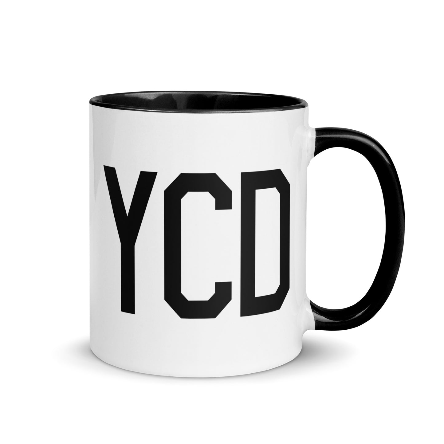 Airport Code Coffee Mug - Black • YCD Nanaimo • YHM Designs - Image 01