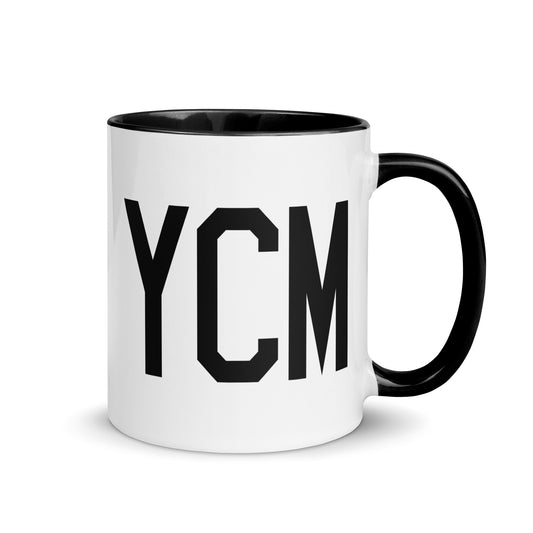 Airport Code Coffee Mug - Black • YCM St. Catharines • YHM Designs - Image 01