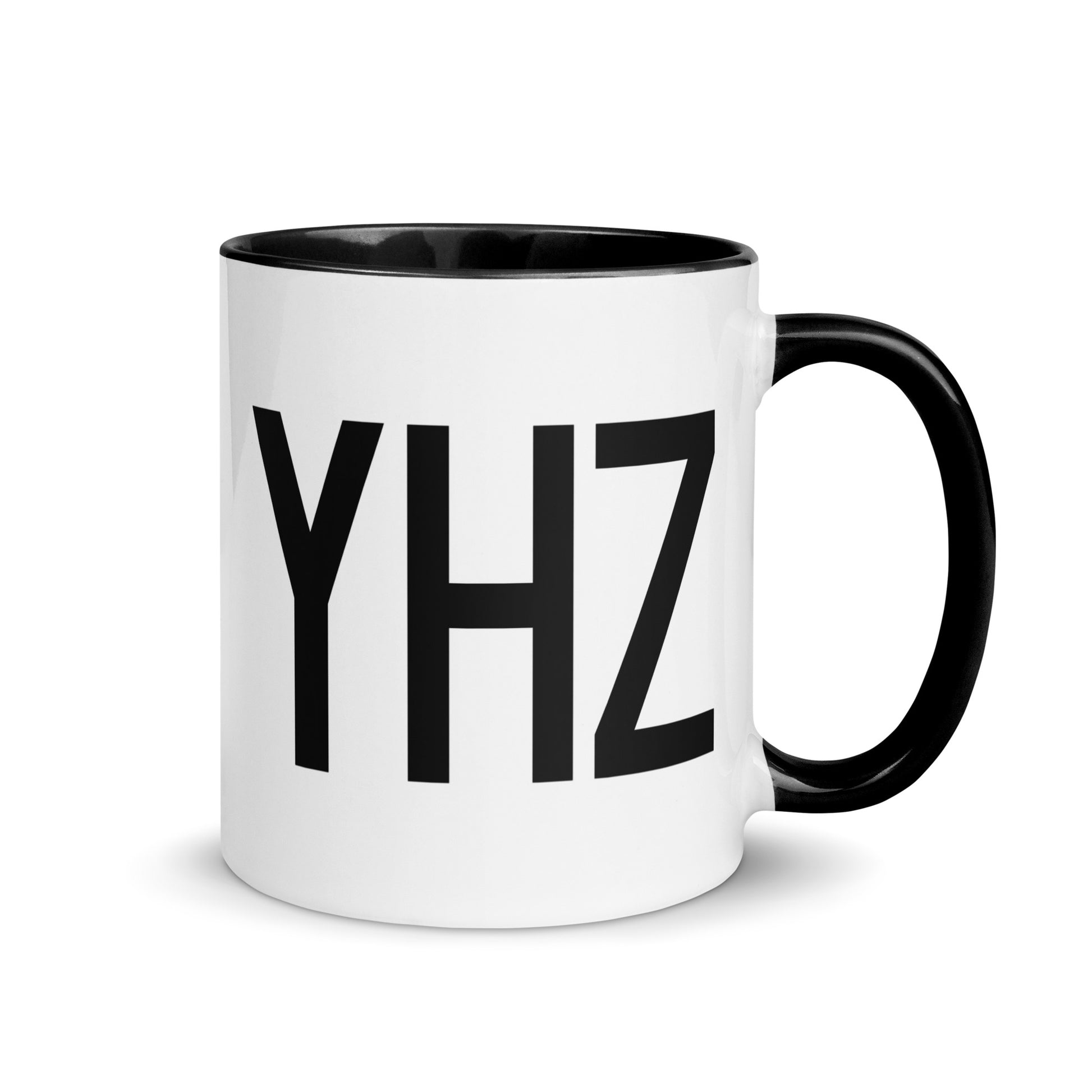 Airport Code Coffee Mug - Black • YHZ Halifax • YHM Designs - Image 01