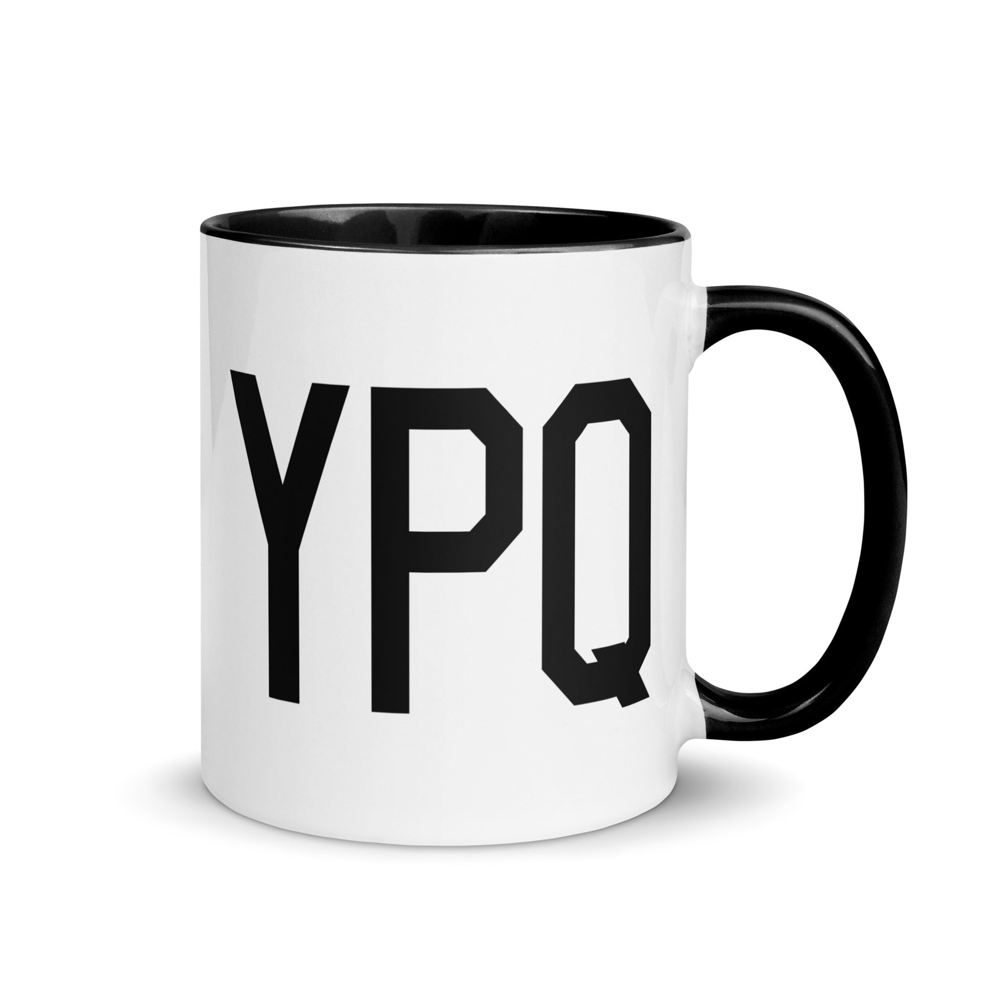 Airport Code Coffee Mug - Black • YPQ Peterborough • YHM Designs - Image 01