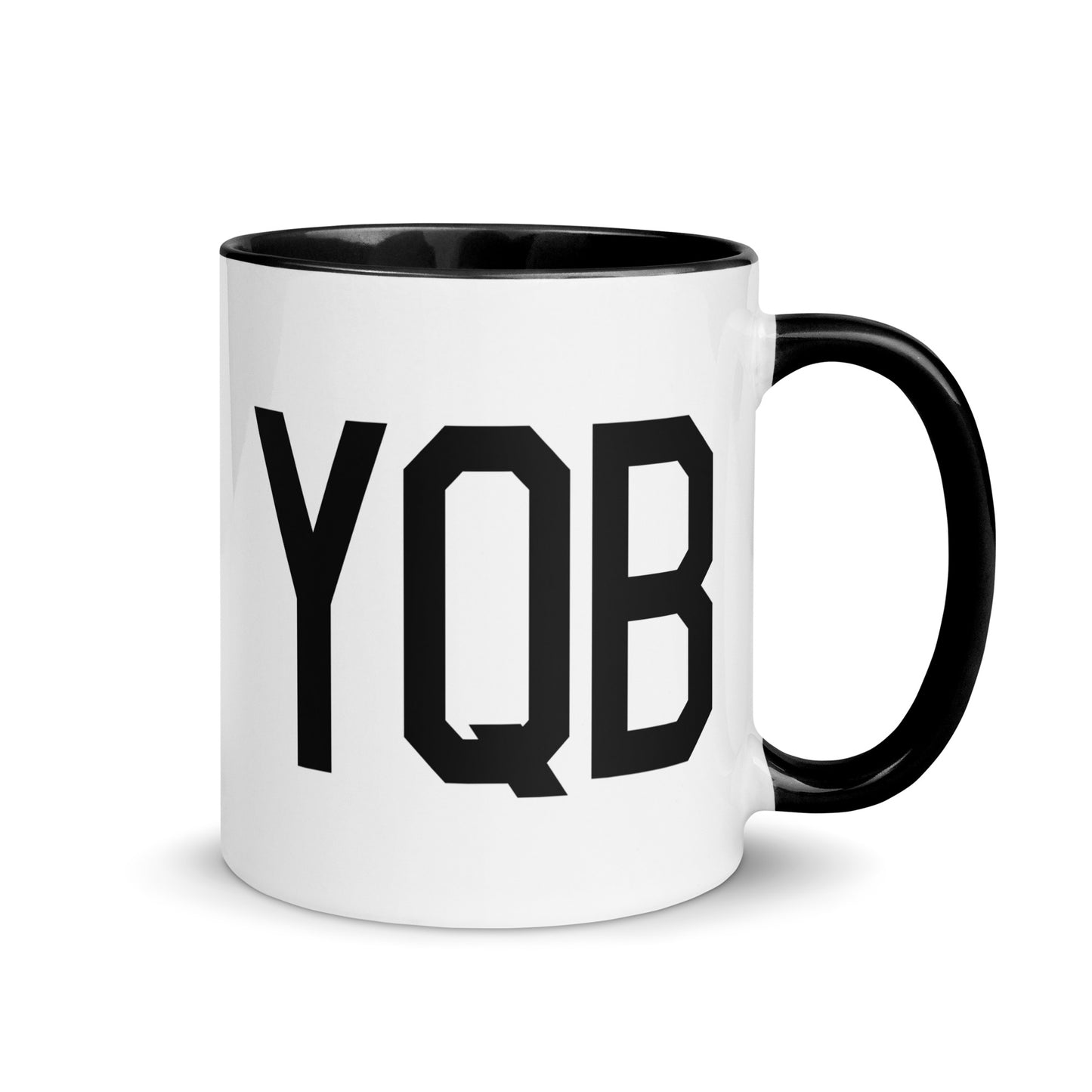 Airport Code Coffee Mug - Black • YQB Quebec City • YHM Designs - Image 01