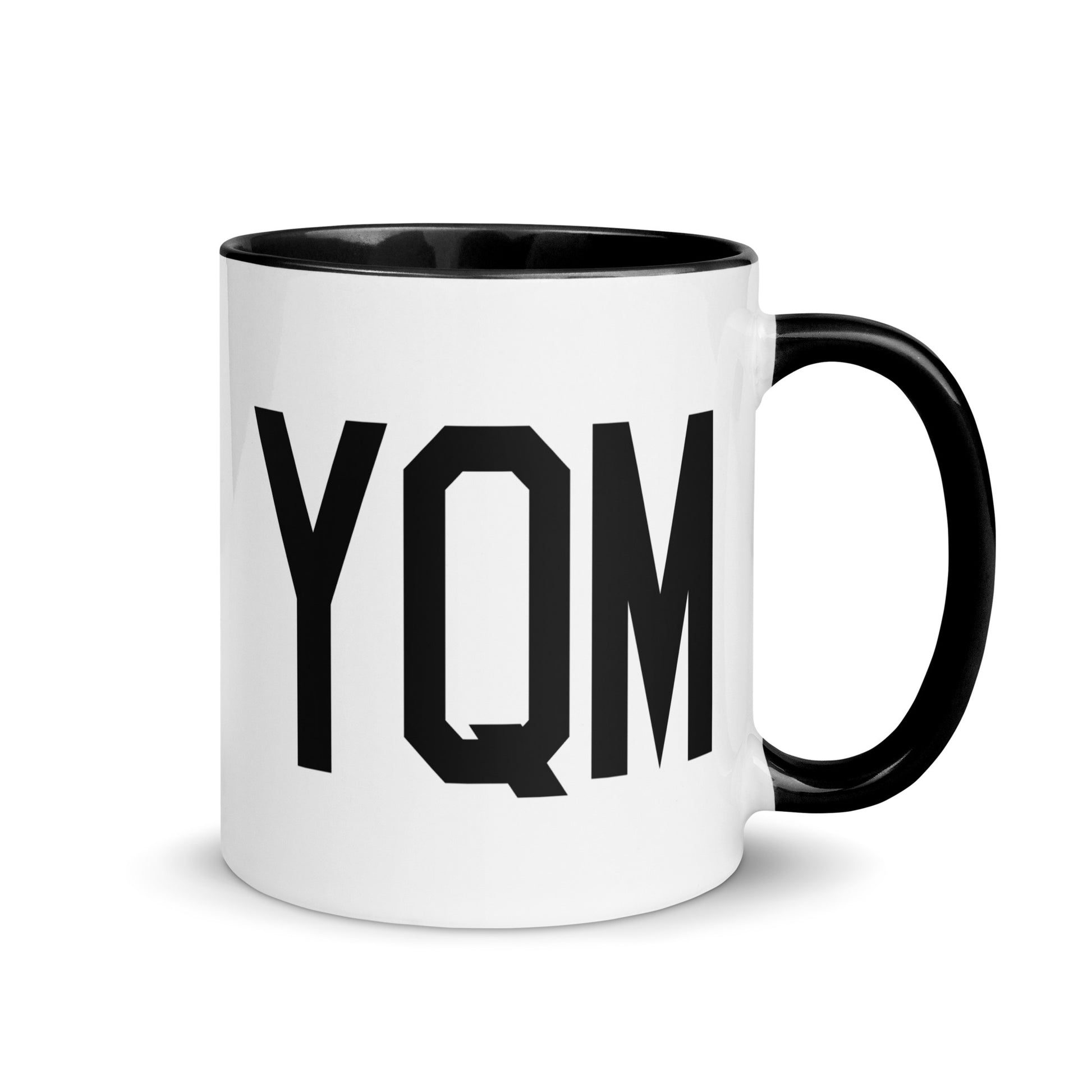 Airport Code Coffee Mug - Black • YQM Moncton • YHM Designs - Image 01