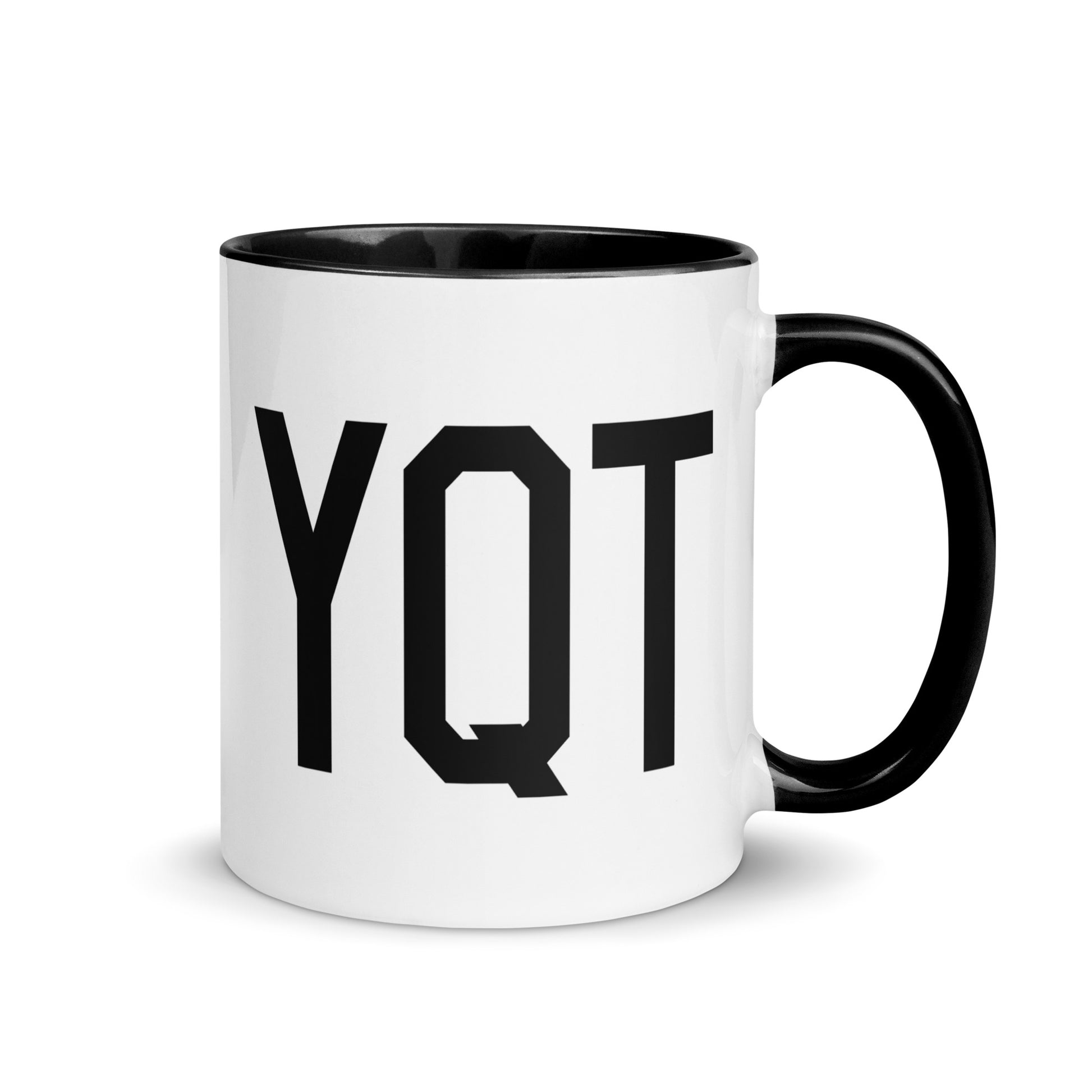 Airport Code Coffee Mug - Black • YQT Thunder Bay • YHM Designs - Image 01